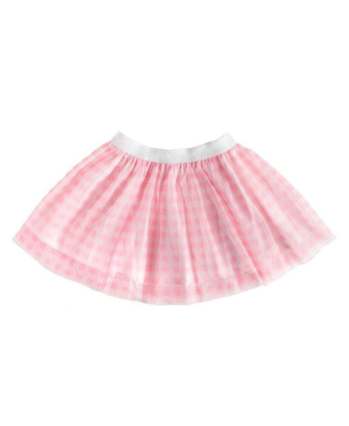 Little and Big Girls Pink Gingham Tutu Skirt