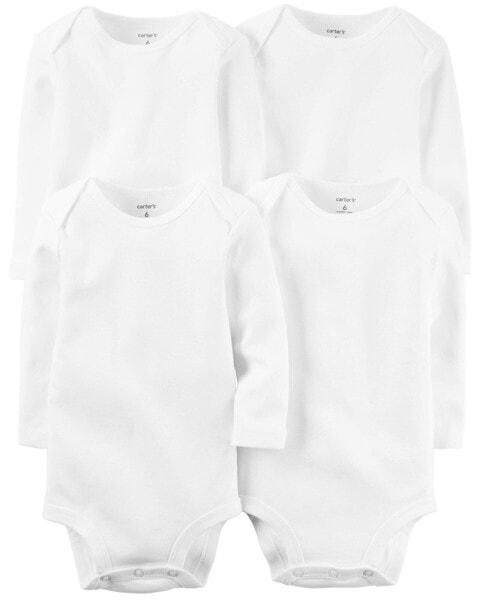 Baby 4-Pack Long-Sleeve Bodysuits Preemie (Up to 6lbs)