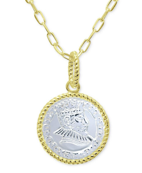 Giani Bernini two-Tone Coin Pendant Necklace in Sterling Silver & 18k Gold-Plate, 16" + 2" extender, Created for Macy's