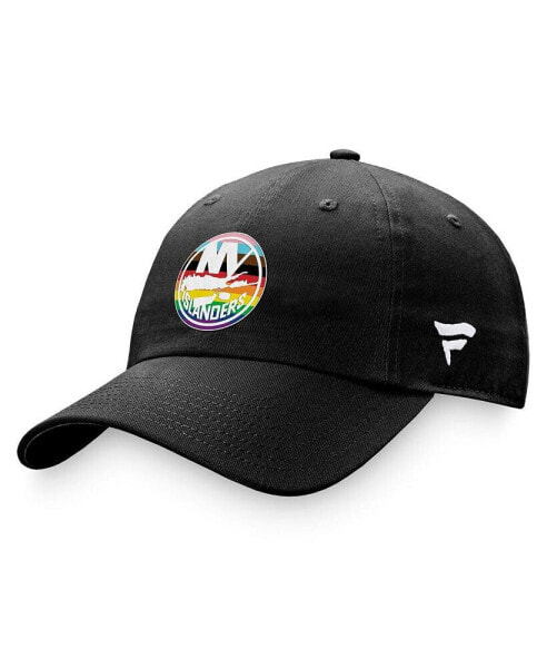 Men's Black New York Islanders Team Logo Pride Adjustable Hat