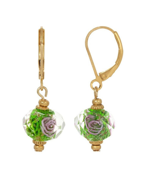 Clear Crystal Green Flower Earrings