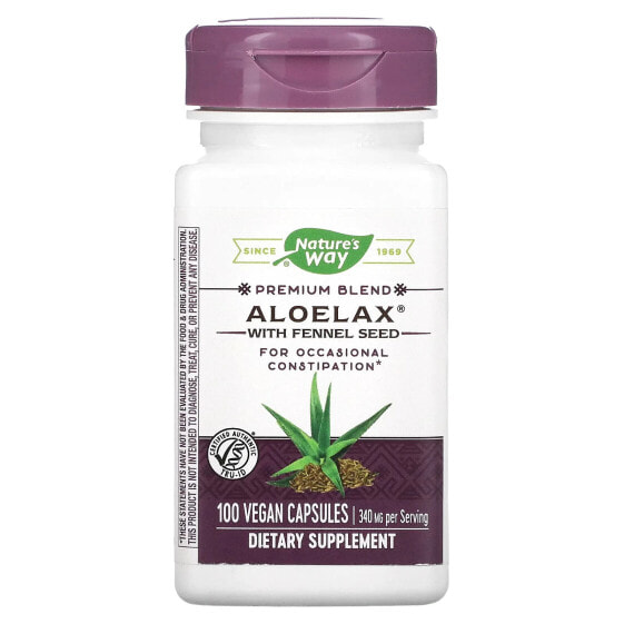 Aloelax with Fennel Seed, 340 mg, 100 Vegan Capsules