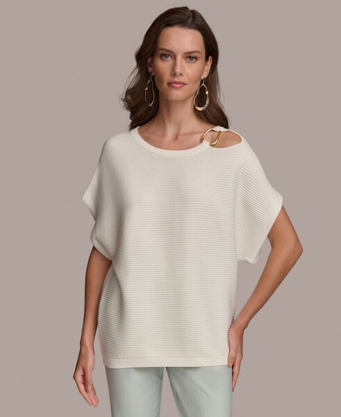 Women's Dolman-Sleeve Shoulder-Cutout Sweater