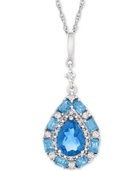 Macy's multi-Gemstone Teardrop 18" Pendant Necklace (1 ct. t.w.) in Sterling Silver