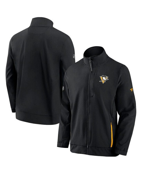 Men's Black Pittsburgh Penguins Authentic Pro Rink Coaches Full-Zip Jacket