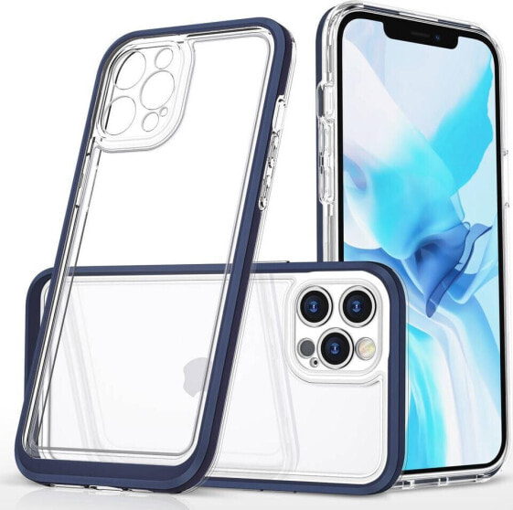 Hurtel Clear 3in1 etui do iPhone 12 Pro Max żelowy pokrowiec z ramką niebieski