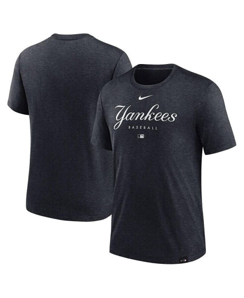 Men's Heather Charcoal New York Yankees Authentic Collection Early Work Tri-Blend Performance T-shirt