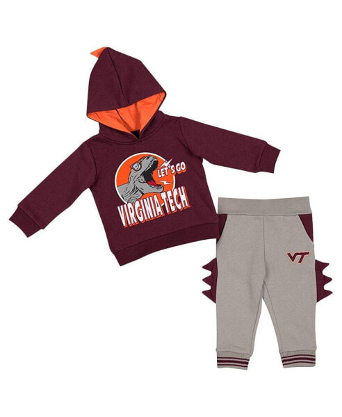 Костюм для малышей Colosseum утренний хоккейный Maroon, Gray Virginia Tech Hokies Dino OnTriggerEnter Hoodie и штаны