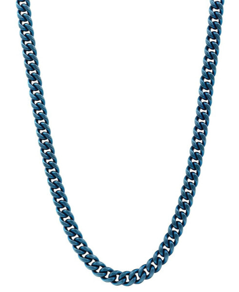 Men's Miami Cuban Link 24" Chain Necklace in Blue Ion-Plated Stainless Steel