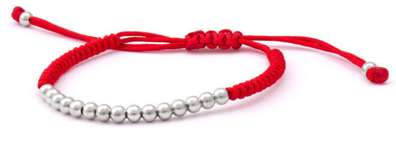 Red lanyard kabala bracelet with silver beads AGB574
