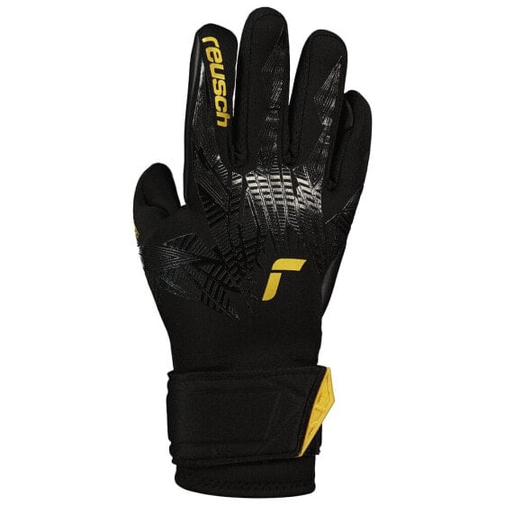 Вратарские перчатки Reusch Pure Contact Infinity в черном/золотом/черном fournissent надежную уголовную защиту