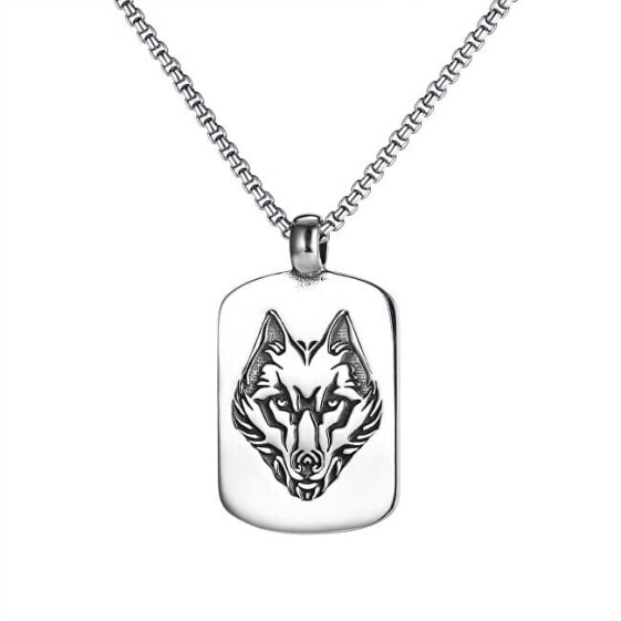 Modern steel necklace Wolf VGX1824