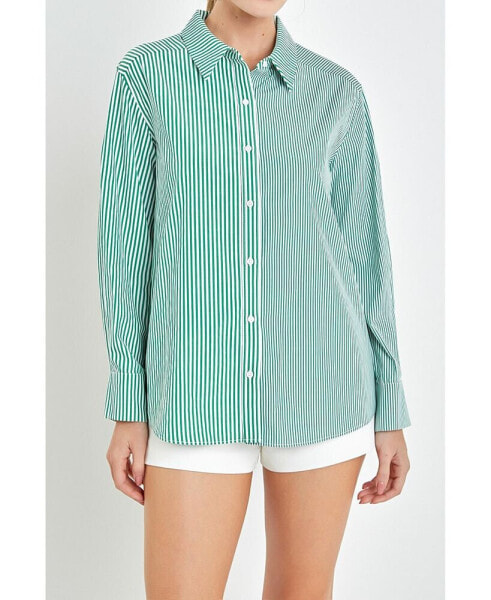 Women's Color block Stripe Cotton Shirt