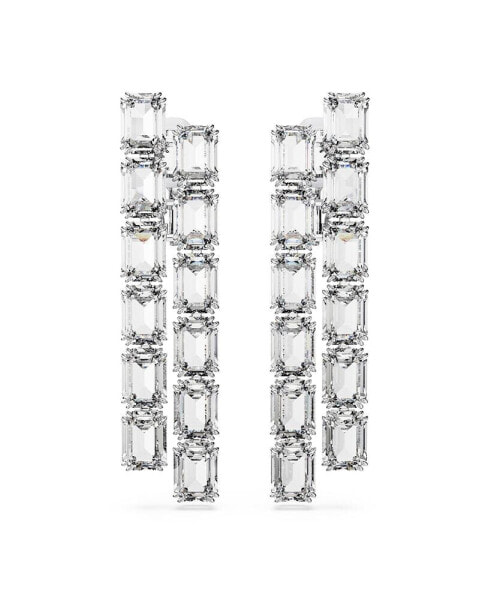 Octagon Cut White Rhodium Plated Millenia Clip Earrings