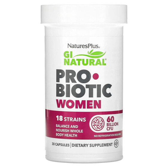 Пробиотик для женщин NaturesPlus GI Natural, 60 миллиардов КОЕ, 30 капсул