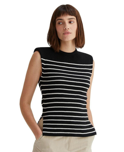 Women's Blake Sleeveless Power Shoulder Stripe Top