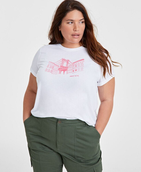 Trendy Plus Size Crewneck Brooklyn Graphic T-Shirt, Created for Macy's