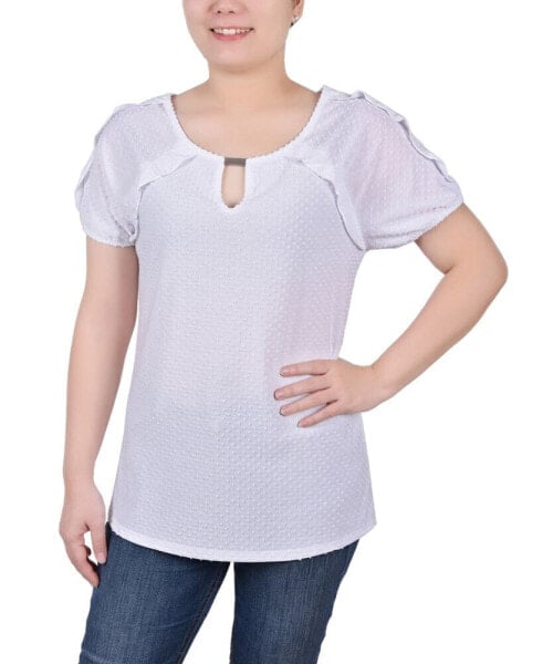 Petite Swiss Dot Short Sleeve Top