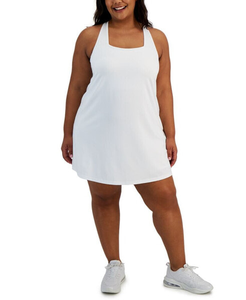 Plus Size Active Solid Cross-Back Sleeveless Dress, Created for Macy's