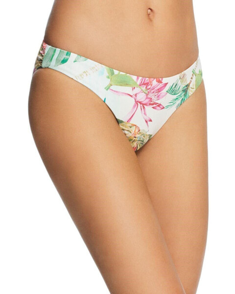 Pilyq 262323 Women's Floral Reversible Ruched Bikini Bottom Swimwear Size M