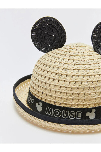 Lcw Baby Mickey Mouse Baskılı Kız Bebek Hasır Fötr Şapka