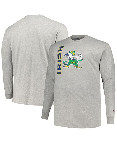 Men's Heather Gray Notre Dame Fighting Irish Big and Tall Mascot Long Sleeve T-shirt