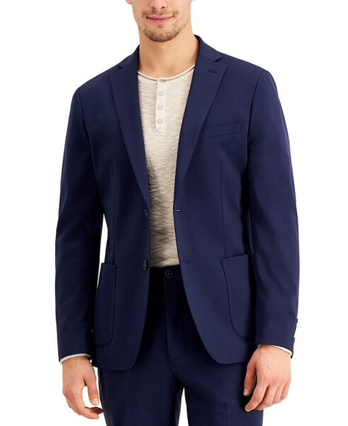 Men's Slim-Fit Stretch Navy Blue Suit Jacket