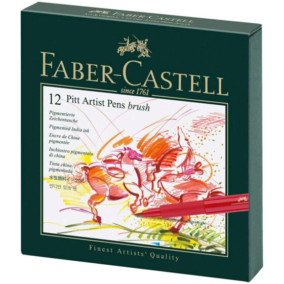 Фломастеры Faber-Castell Pitt 12 штук в чехле для рисования