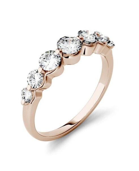 Moissanite Graduated Seven Stone Band 7/8 ct. t.w. Diamond Equivalent in 14k White, Yellow, or Rose Gold