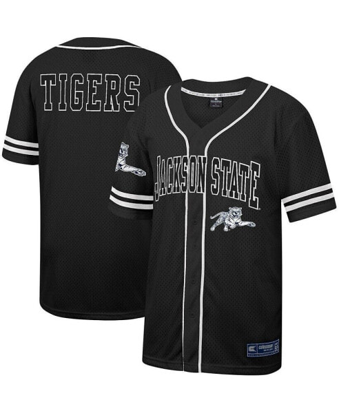 Men's Black Jackson State Tigers Free Spirited Mesh Button-Up Baseball Jersey