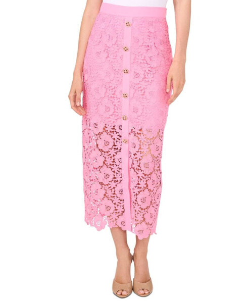 Women's Lace Button-Detail Midi Skirt