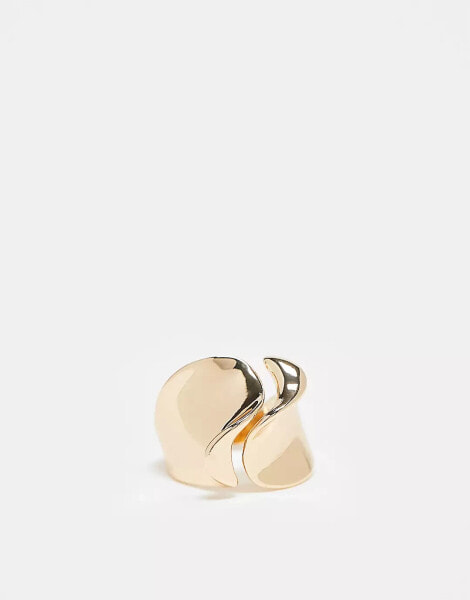 ASOS DESIGN ring with wraparound design in gold tone