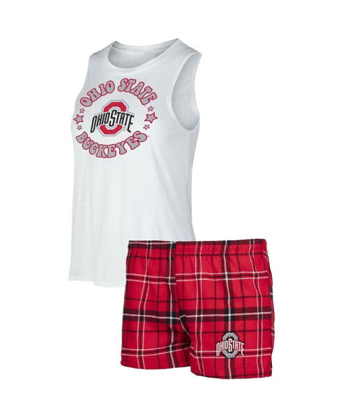 Пижама женская Concepts Sport Ohio State Buckeyes Scarlet, White Ultimate Flannel Top и шорты
