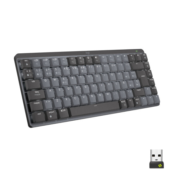 Logitech MX Mechanical Mini Minimalist Wireless Illuminated Keyboard - Tenkeyless (80 - 87%) - RF Wireless + Bluetooth - Mechanical - QWERTY - LED - Graphite - Grey