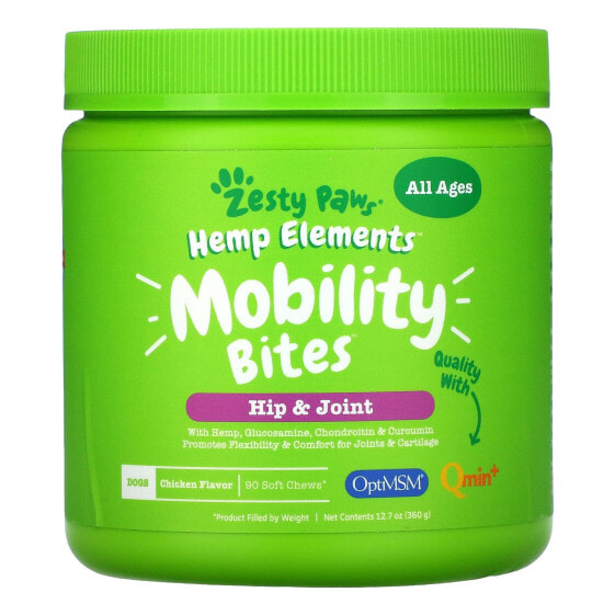 Hemp Elements, Mobility Bites, For Dogs, All Ages, Chicken , 90 Soft Chews, 12.7 oz (360 g)