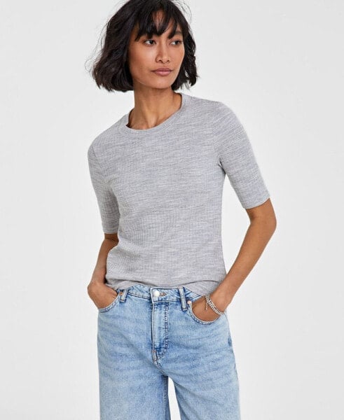 Women's Spacedye Rib-Knit Top, Created for Macy's