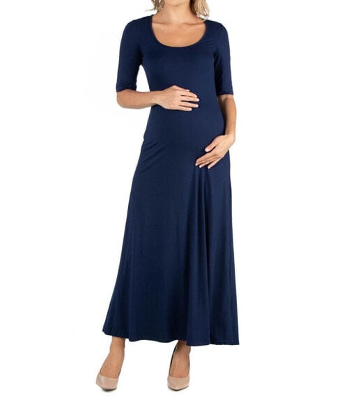 Casual Maternity Maxi Dress with Sleeves
