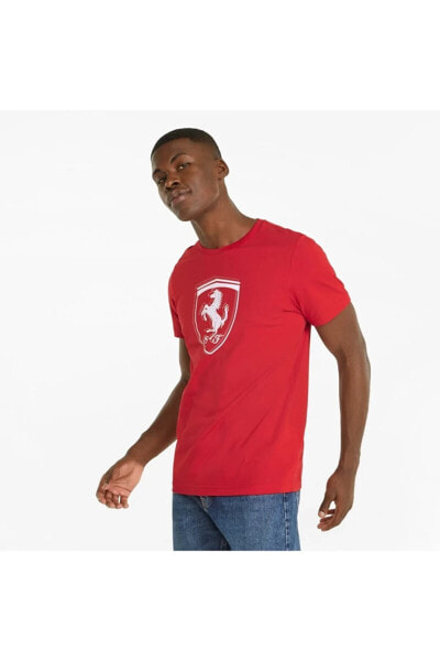 Ferrari Race Tonal Big Shield Tee Rosso Erkek 533752-02