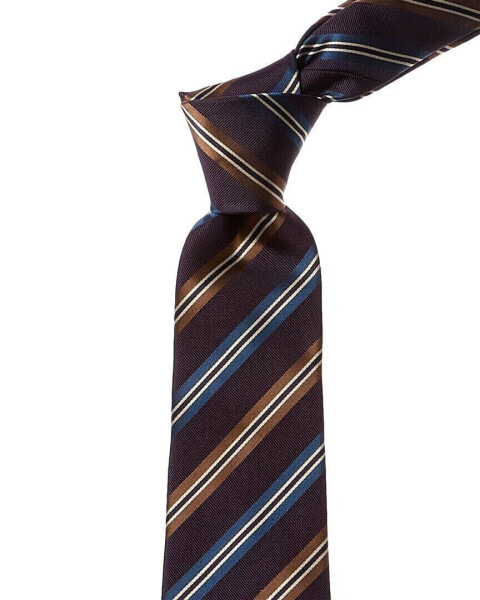 Canali Navy Stripes Silk Tie Men's Blue Os