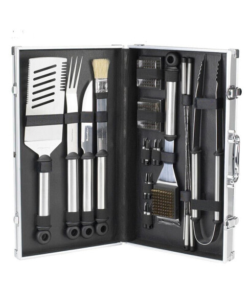 20 Piece Stainless Steel Barbecue Grill Tool Set - Aluminum Case