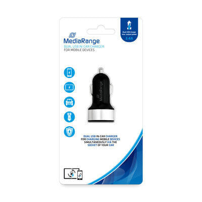 MediaRange MRMA103-02 зарядное устройство для мобильных устройств Авто Черный, Серебристый
