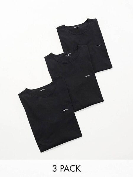 Paul Smith 3 pack loungewear t-shirts with logo in black