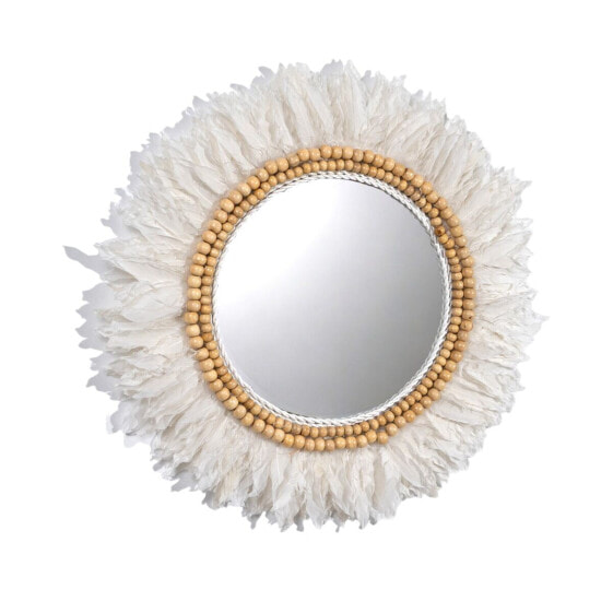 Wall mirror Romimex White Feathers 50 x 3 x 50 cm Circular