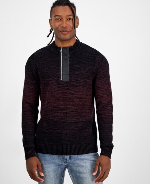 Men's Regular-Fit Space-Dyed 1/4-Zip Mock Neck Sweater, Created for Macy's