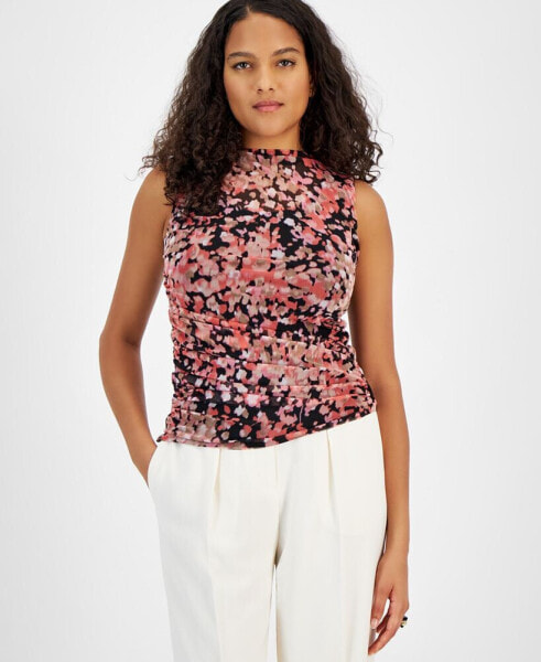 Women's Abstract-Print Draped-Front Sleeveless Top, Created for Macy's