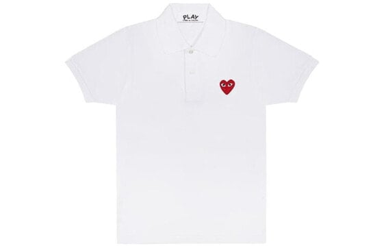 Поло-рубашка CDG Play с принтом сердца для мужчин, белая / CDG Play Polo AZ-T006-051-5