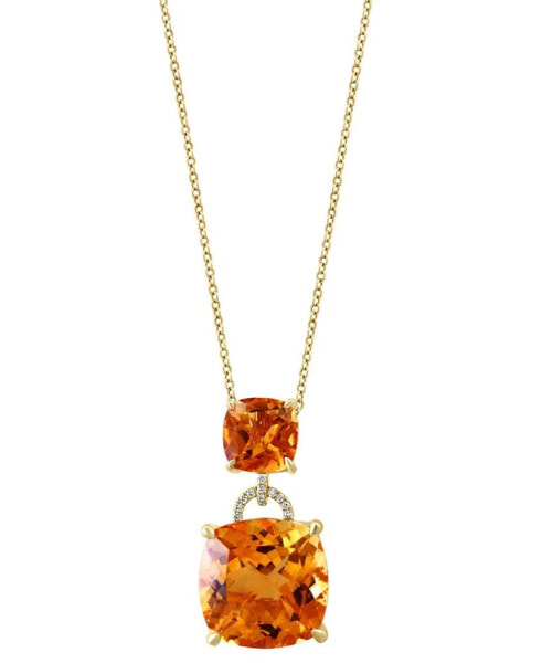 EFFY Collection eFFY® Citrine (12 ct. t.w.) & Diamond (1/20 ct. t.w.) 18" Pendant Necklace in 14k Gold