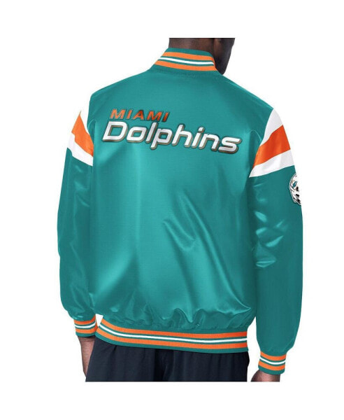 Men's Aqua Miami Dolphins Satin Full-Snap Varsity Jacket