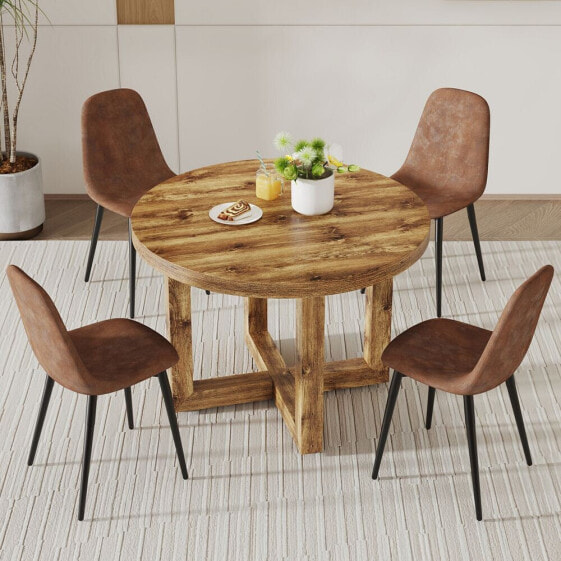 Circular Dining Table Set with 4 Chairs