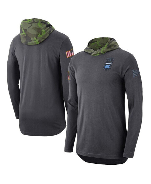 Men's Anthracite North Carolina Tar Heels Military-Inspired Long Sleeve Hoodie T-shirt